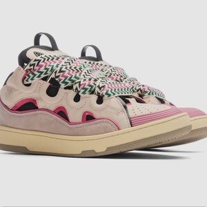 Lanvin Curb Sneakers in Pink, Black, and Cream